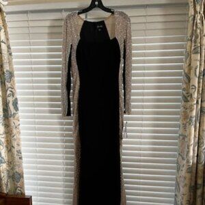 Xscape Black/Silver Beaded Long Gown